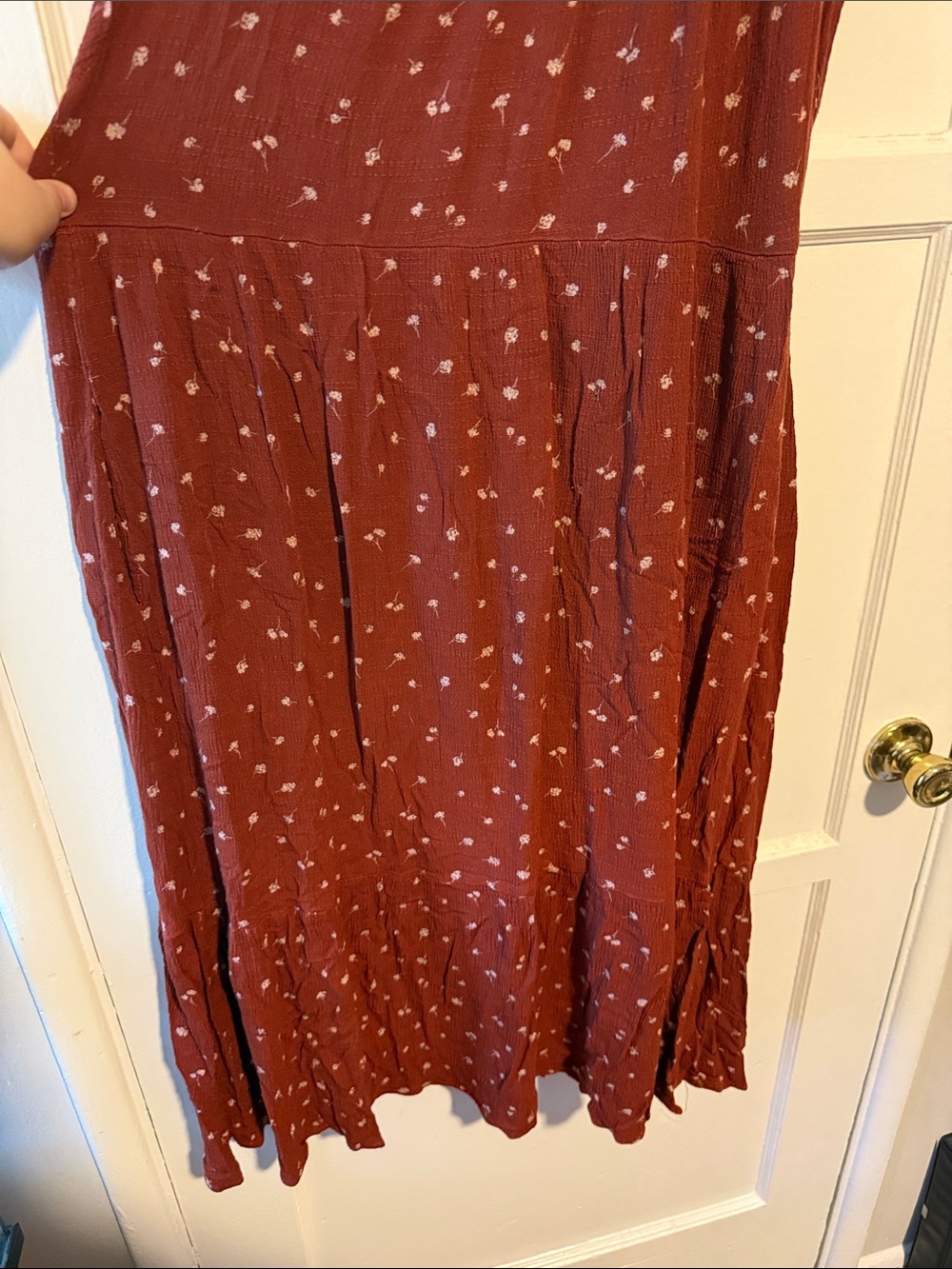 Universal Thread Rust Floral Short-Sleeve Maxi Dress with Pockets Button Closure - Picture 4 of 11